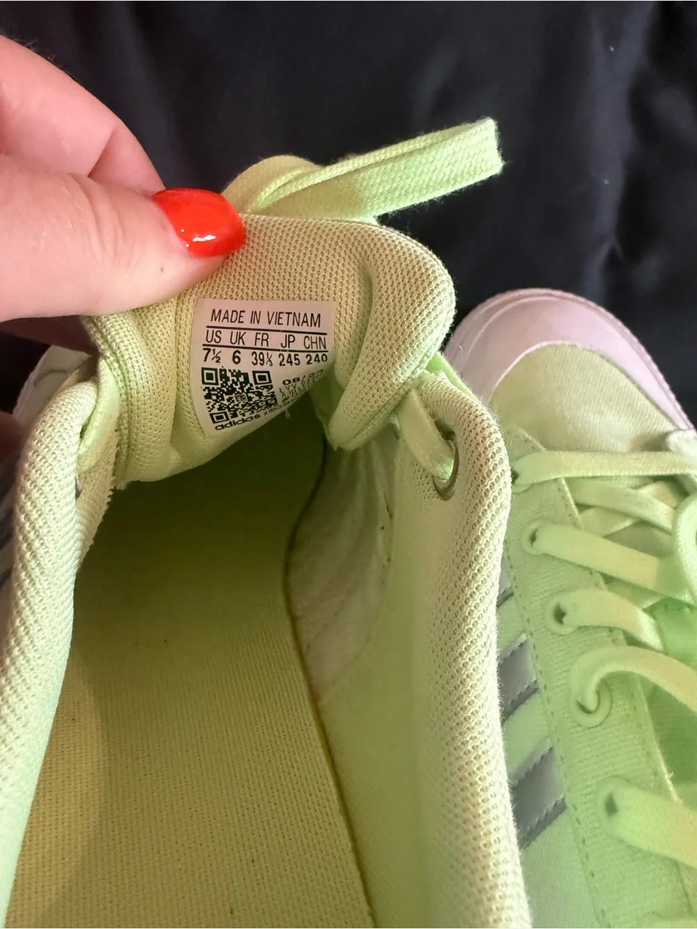 adidas Lime Green Canvas Platform Sneakers with Silver Stripes